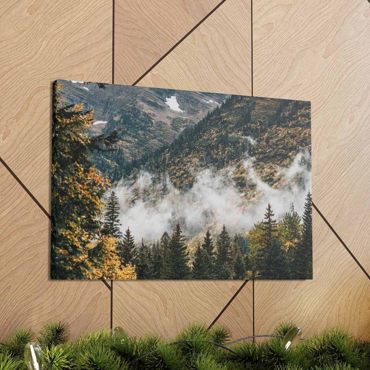 Misty Autumn Mountains Glacier National Park Landscape Canvas Print