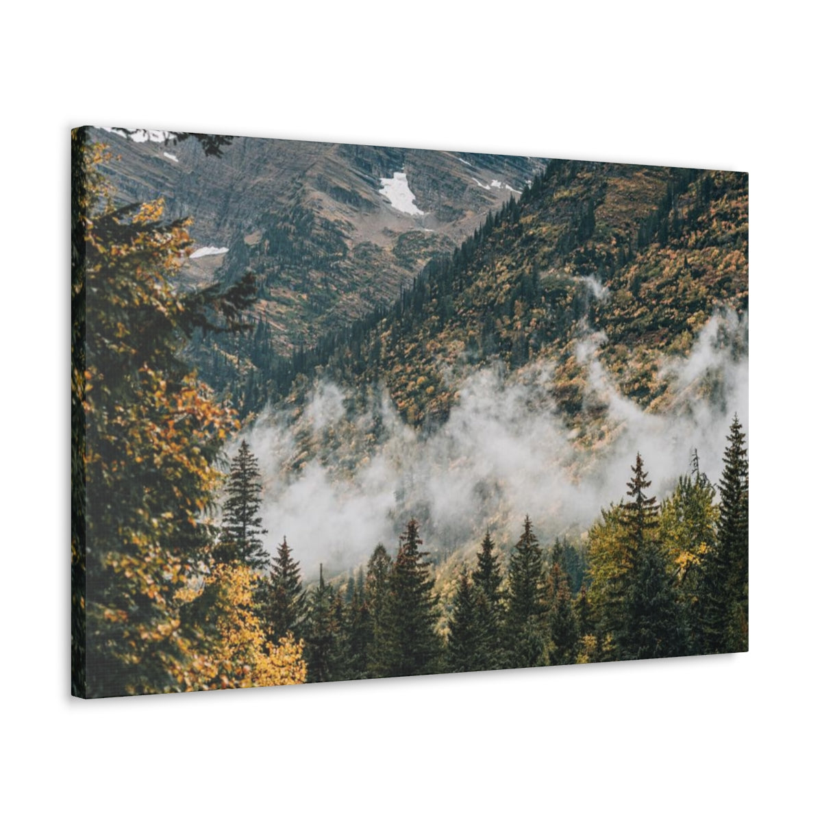 Misty Autumn Mountains Glacier National Park Landscape Canvas Print