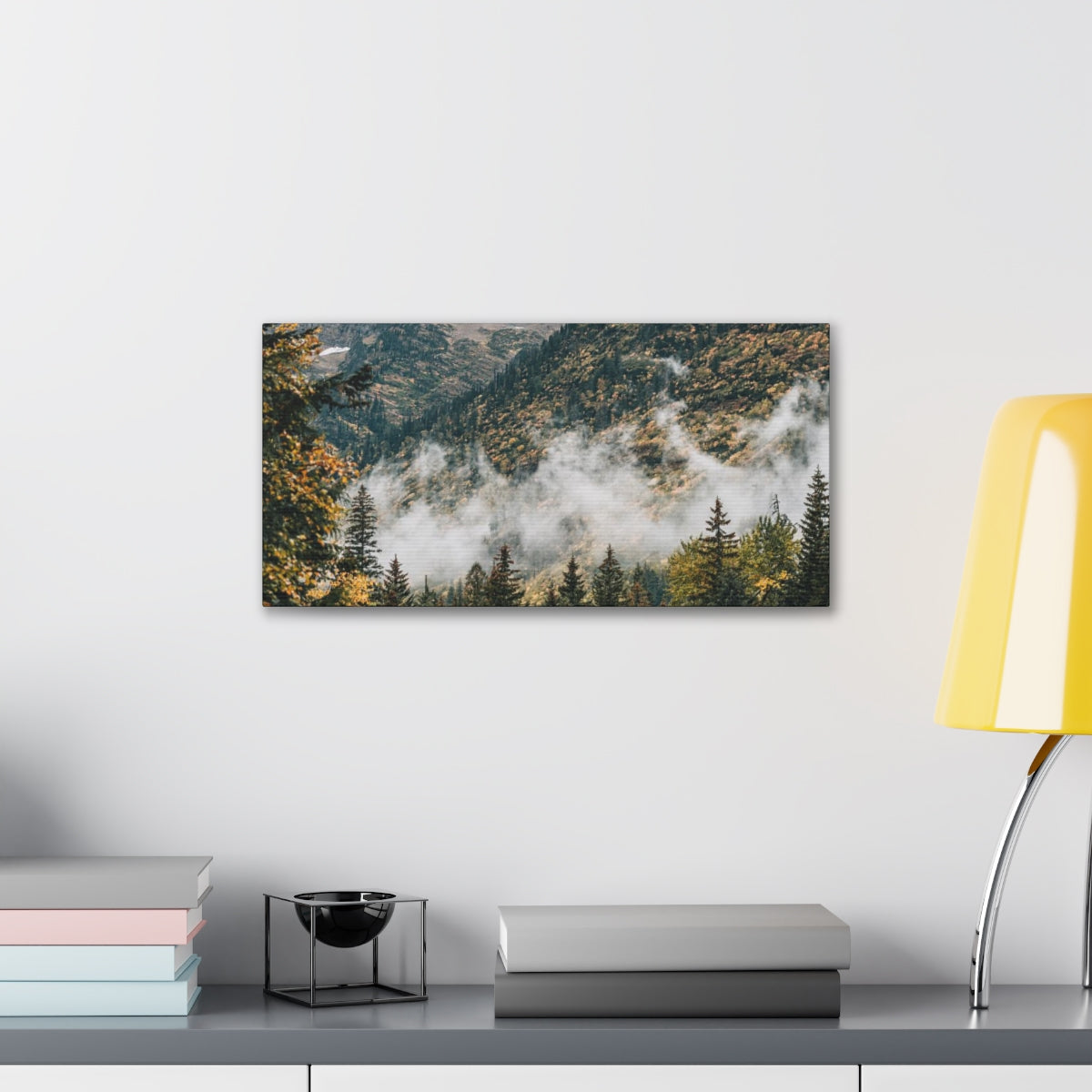 Misty Autumn Mountains Glacier National Park Landscape Canvas Print