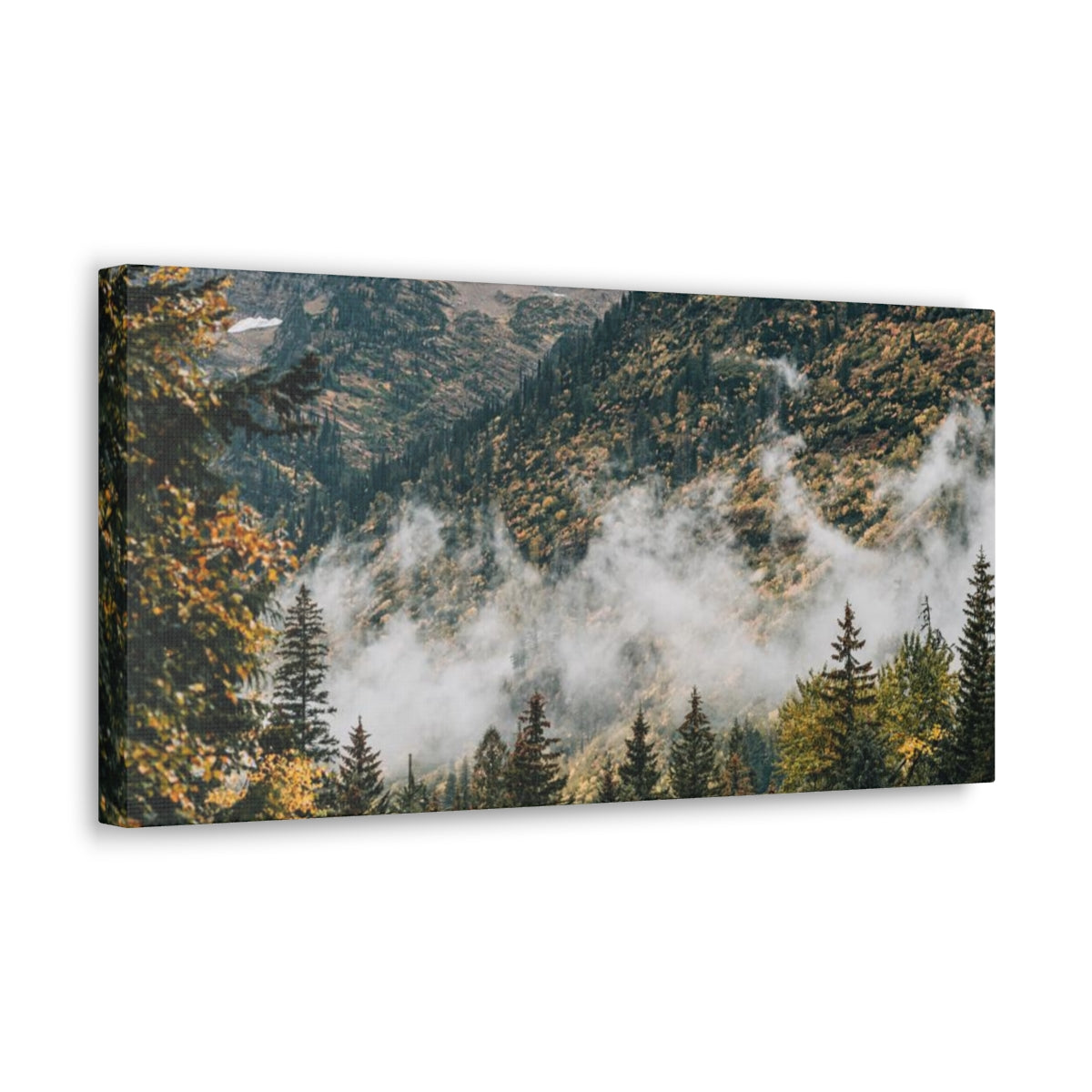 Misty Autumn Mountains Glacier National Park Landscape Canvas Print