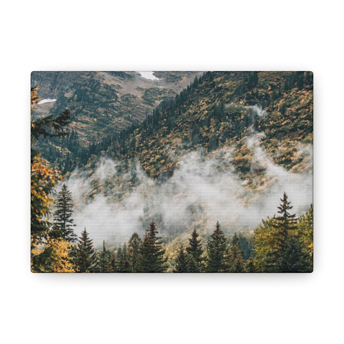 Misty Autumn Mountains Glacier National Park Landscape Canvas Print