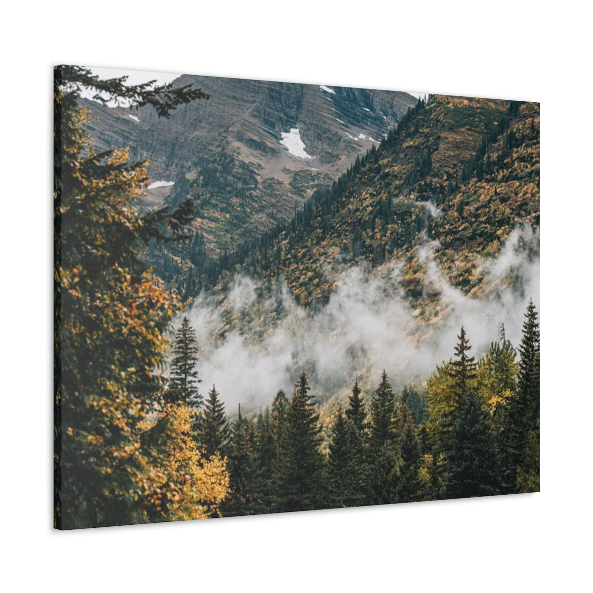 Misty Autumn Mountains Glacier National Park Landscape Canvas Print