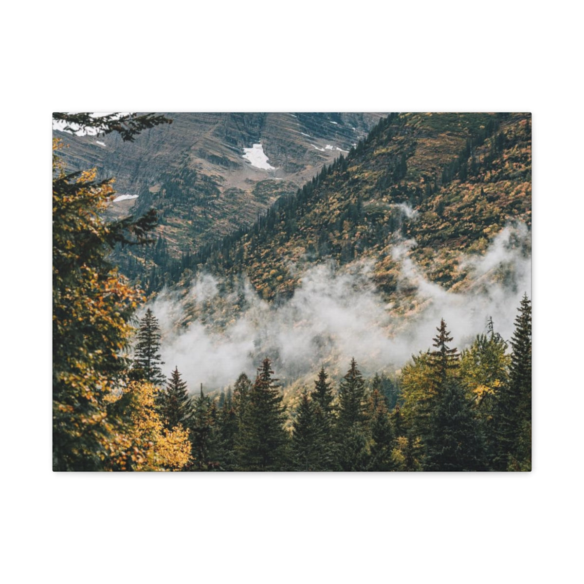 Misty Autumn Mountains Glacier National Park Landscape Canvas Print