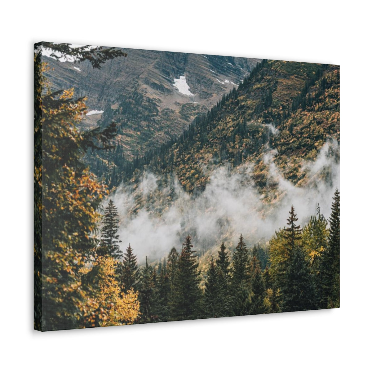Misty Autumn Mountains Glacier National Park Landscape Canvas Print