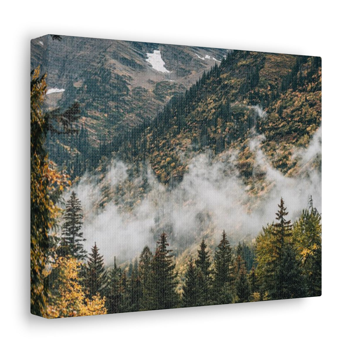 Misty Autumn Mountains Glacier National Park Landscape Canvas Print